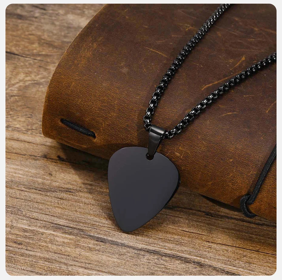 Colar com Pingente de Palheta de Guitarra Vnox - Pingente em Aço Inoxidável - Acessórios cordas