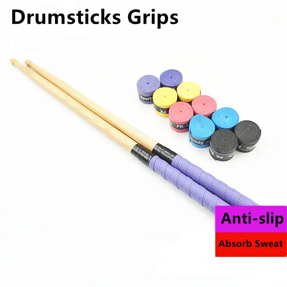 Empunhaduras Anti-deslizantes para Baquetas 7A, 5A, 5B e 7B - Fita de Alta Qualidade em PU, Absorve Suor - Acessórios percussão