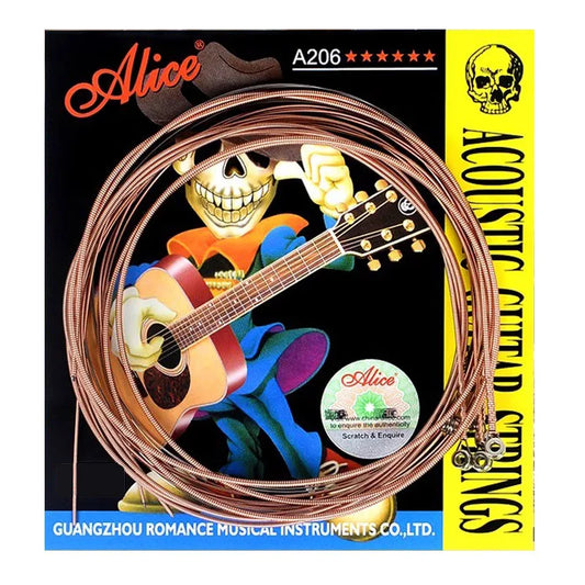 Jogo de 6 cordas de violão aço acústico Alice A206 - cordas 011 antiferrugem - Acessórios cordas