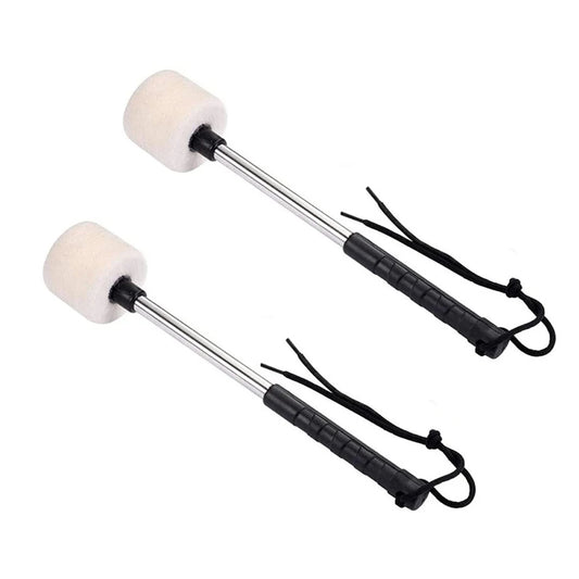 Par de Baquetas de Feltro de Lã para Bateria com Cabo de Aço Inoxidável - Acessórios Percussão