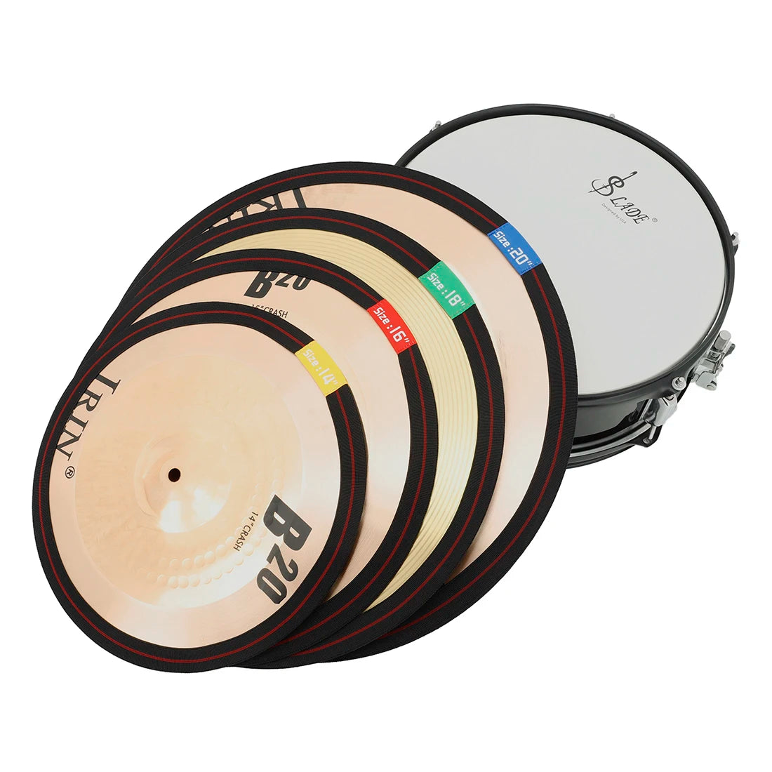 Kit com 4 Tiras de Mute para Prato de Bateria, Elástico, 14/16/18/20 Polegadas - Acessórios de Percussão