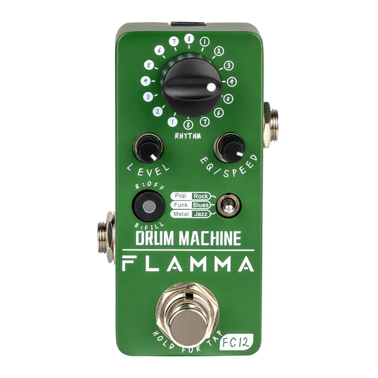 Pedal de Efeitos FLAMMA FC12 - Drum machine para Guitarra com 48 Grooves, Função Fill, Tap Tempo e EQ Duplo - Pedais