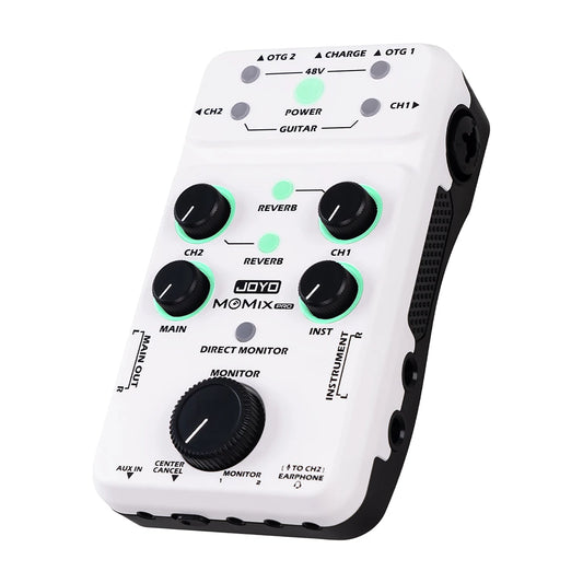 Placa de Som JOYO MOMIX PRO para Guitarra - 2 Entradas Estéreo, Sincronização Áudio-Vídeo, Mixer de Áudio para Gravação e Transmissões ao Vivo Externas