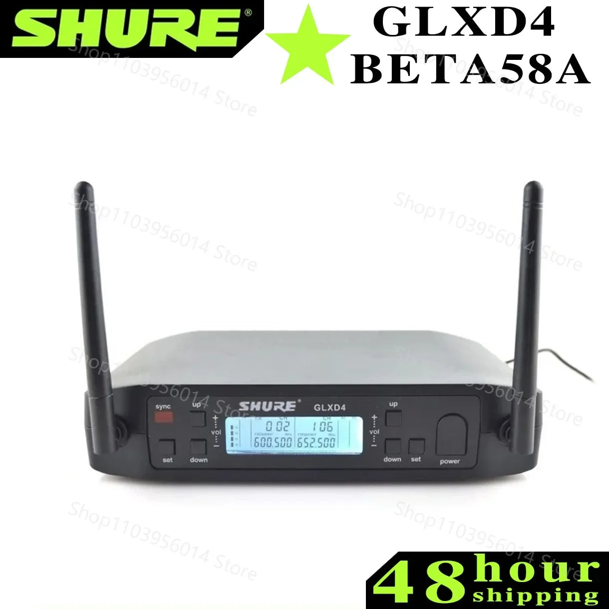 Kit de Microfone Sem Fio Shure GLXD 4 com 2 Microfones Manuais Shure BETA 58A - Dinâmico Profissional para Festa, Palco e Karaoke (640-690MHz) - Microfones
