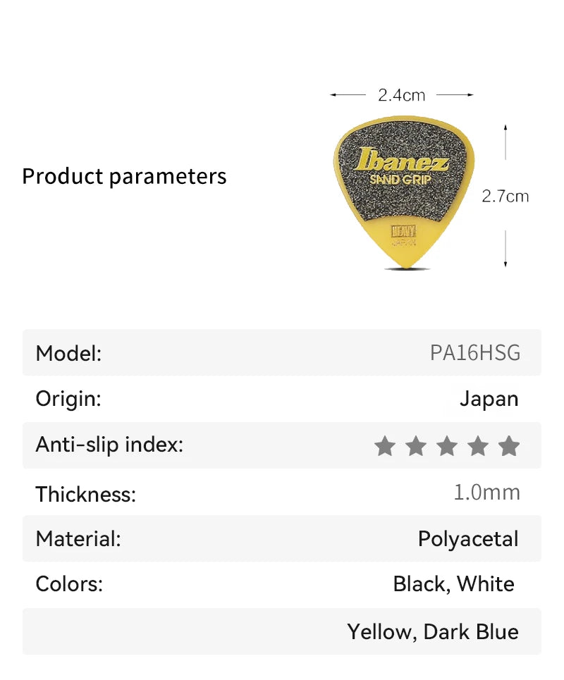 Palhetas de Guitarra Ibanez Grip Wizard Series Sand Grip Antiderrapante 0.8/1.0/1.2mm - Acessórios cordas