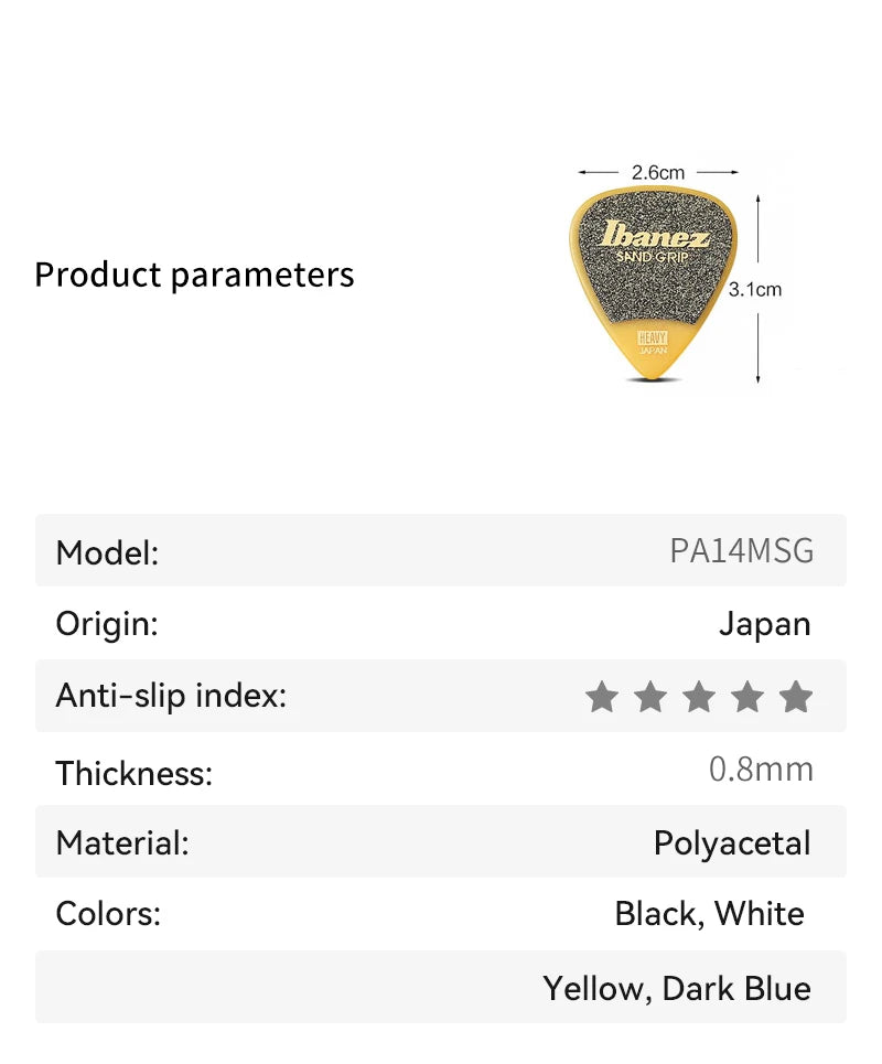 Palhetas de Guitarra Ibanez Grip Wizard Series Sand Grip Antiderrapante 0.8/1.0/1.2mm - Acessórios cordas