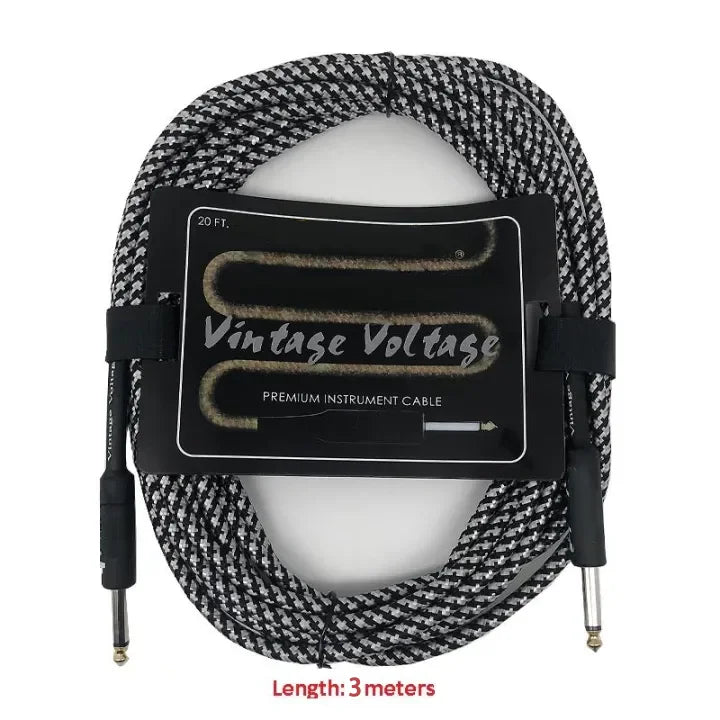 Cabo de Efeito para Guitarra Elétrica 1/4" com Ângulo reto - Pacote com 3 ou 6 Cabos Blindados de Áudio de Baixo Ruído - Acessórios auxiliares