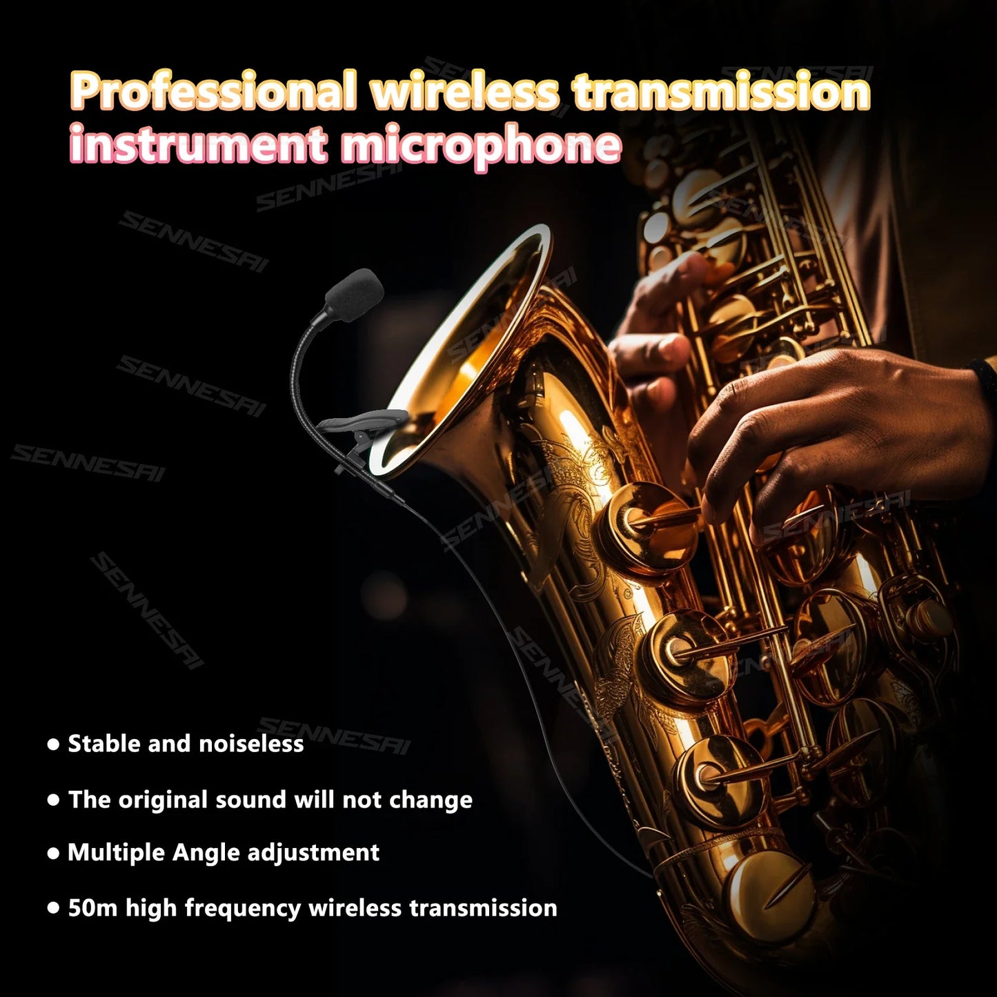 Microfone Sem Fio Profissional EW100-G3 para Instrumentos sopro - Saxofone, 600-699MHz UHF, Canal Duplo - Acessórios sopro