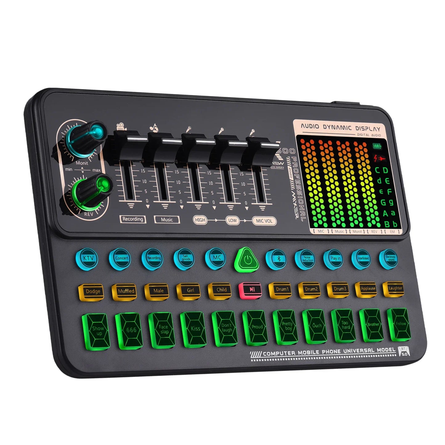 Kit de Mixer de Áudio com Cartão de Som Portátil SK500 - Alterador de Voz, Suporte para Microfone para Transmissão ao Vivo e Streaming Online - Mixers