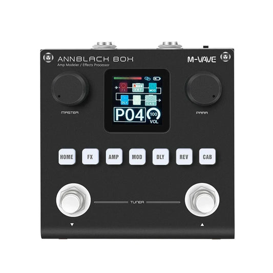 Processador de Multi Efeitos Recarregável para Guitarra Elétrica e Baixo - M-VAVE Annblack Box Guitar/Bass AMP Modeler
