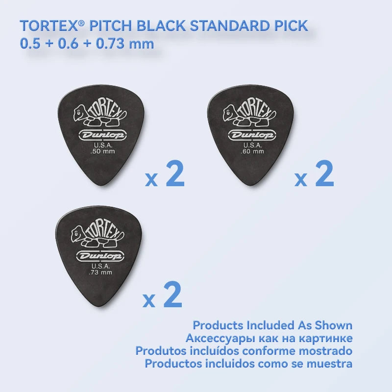 Palhetas Dunlop 488R Tortex Pitch Black Standard 0.50/0.60/0.73/0.88/1.0/1.14 mm - Acessórios cordas