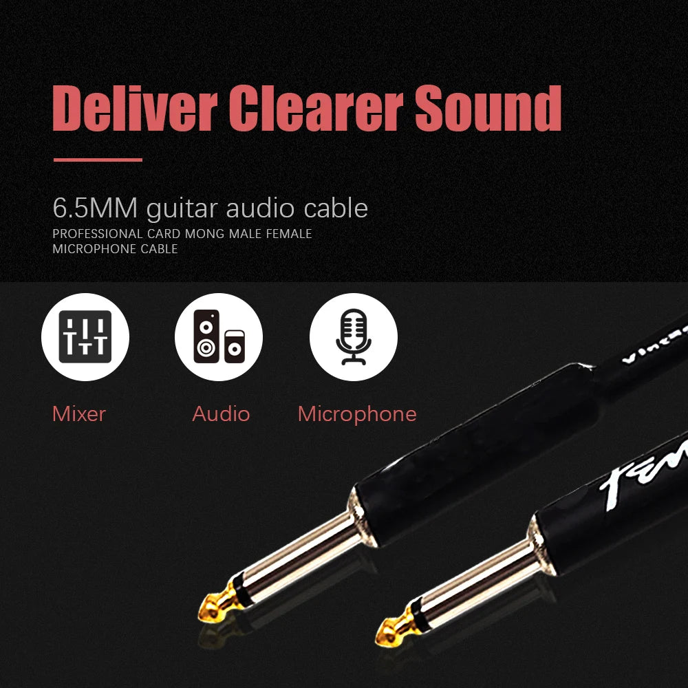 Cabo de Efeito para Guitarra Elétrica 1/4" com Ângulo reto - Pacote com 3 ou 6 Cabos Blindados de Áudio de Baixo Ruído - Acessórios auxiliares