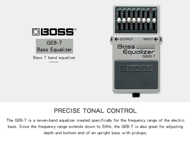 Pedal Equalizer para Baixo Boss GEB-7 - EQ de 7 Bandas - Pedais