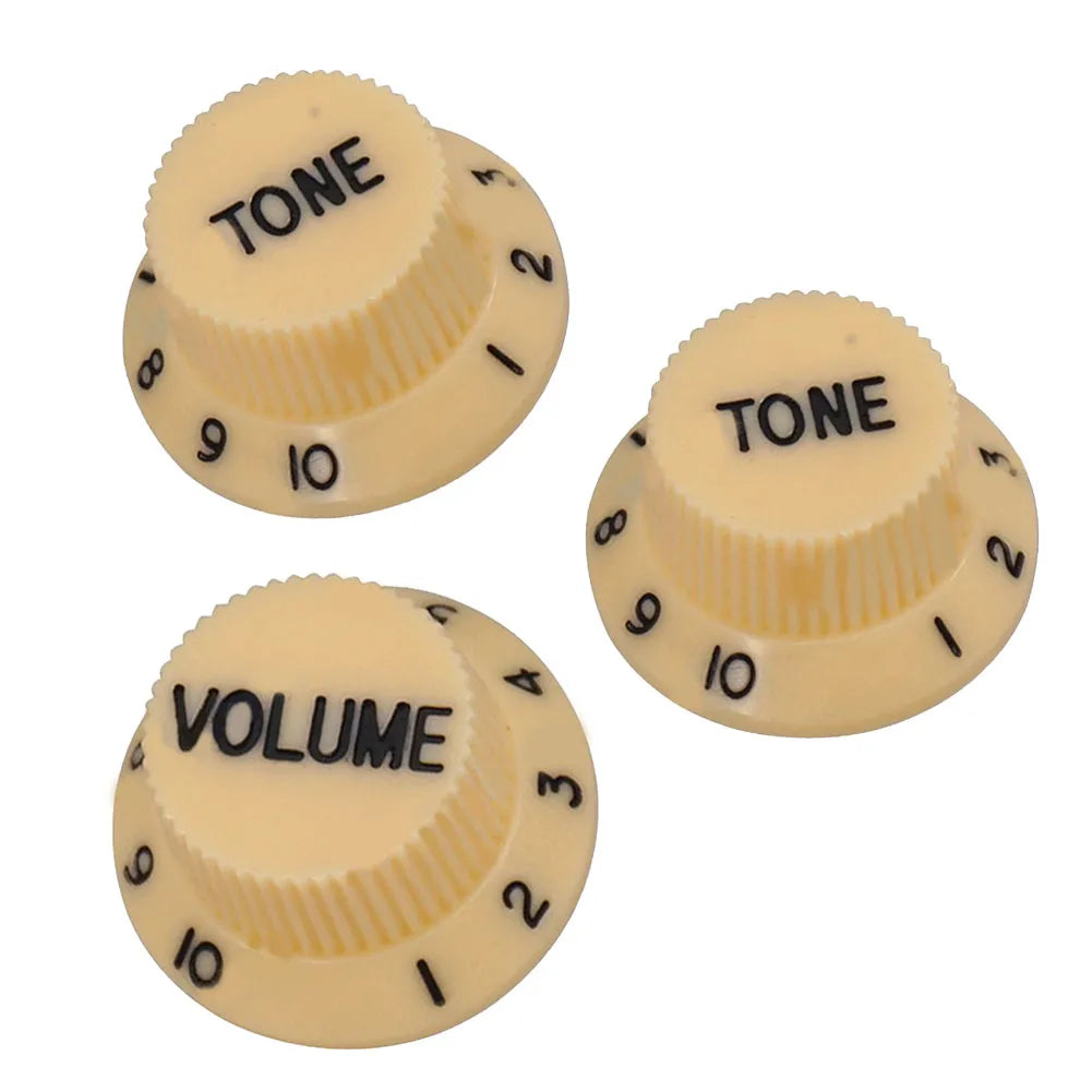 Kit com 3 acabamentos de knobs para Guitarra Strat - 1 de Volume e 2 de Tone para Guitarras ST SQ ou de Tipo Similar - Acessórios cordas