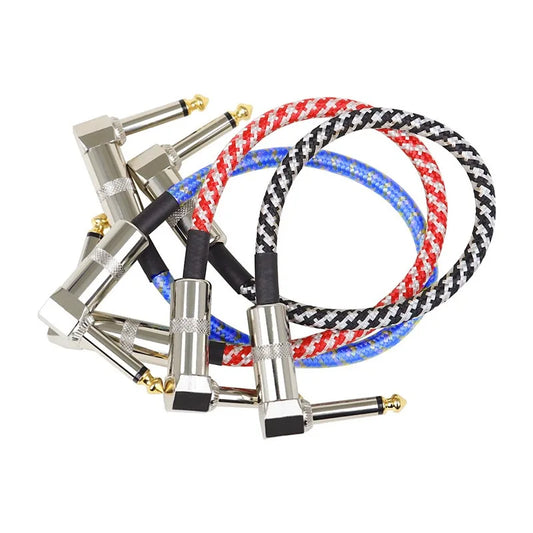 Cabo de Conexão para Efeitos de Guitarra 6.35 Monobloco - Cabo Blindado para Efeitos 15-30cm - Acessórios auxiliares