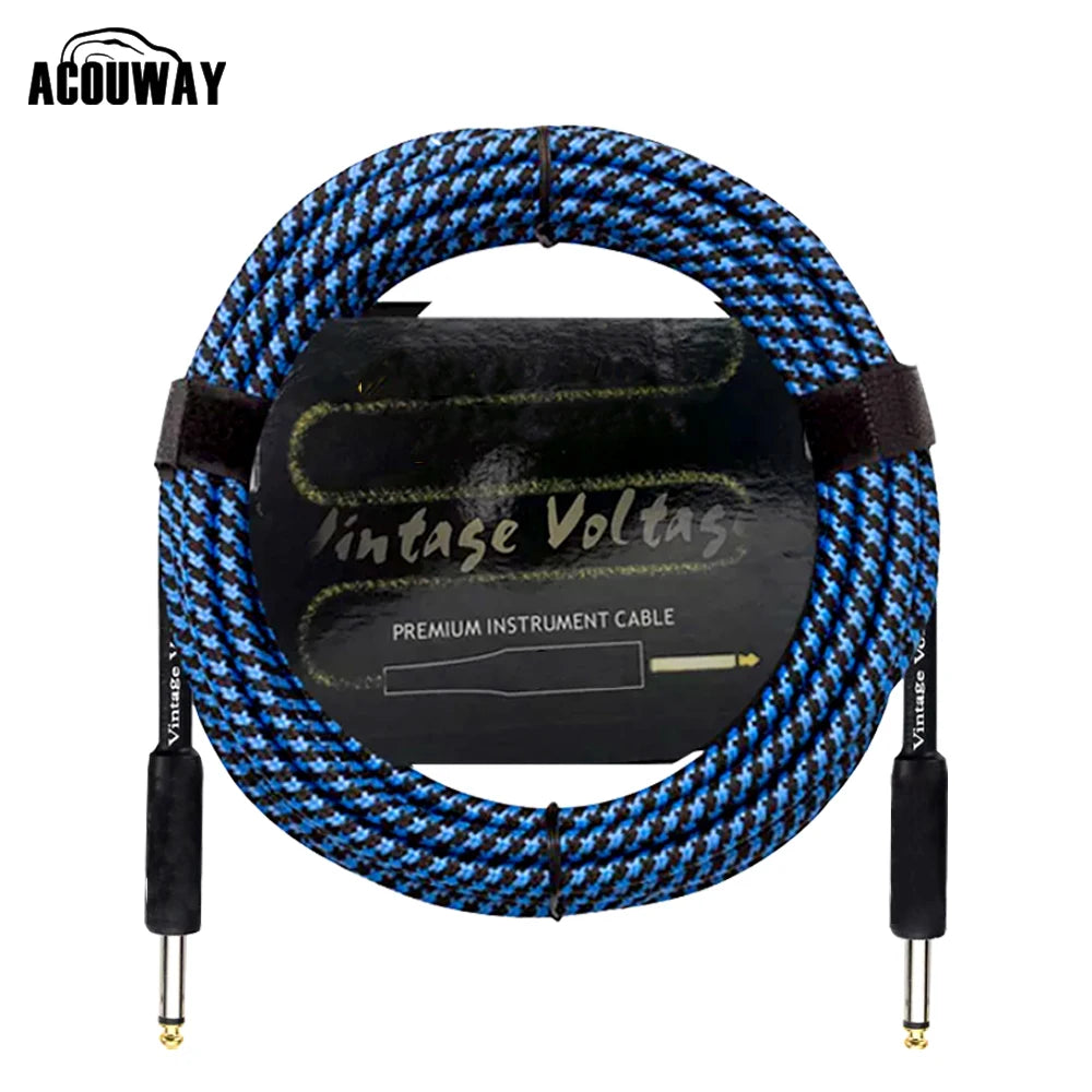 Cabo de Efeito para Guitarra Elétrica 1/4" com Ângulo reto - Pacote com 3 ou 6 Cabos Blindados de Áudio de Baixo Ruído - Acessórios auxiliares