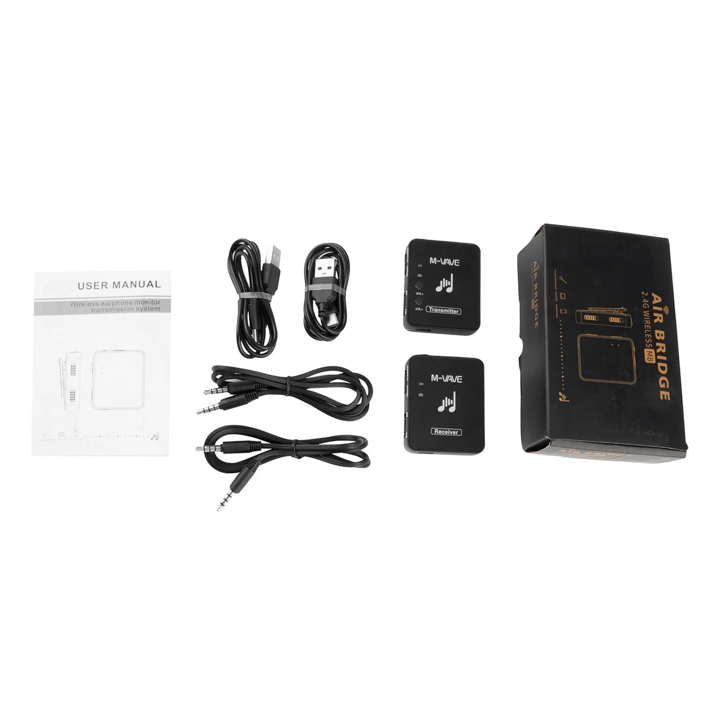 M-WAVE M8 WP-10 Sistema de Transmissão e Recepção sem Fio 2.4G para Monitor de Fone de Ouvido Estéreo/Mono - Gravação e Streaming Musical - Periféricos Acessórios