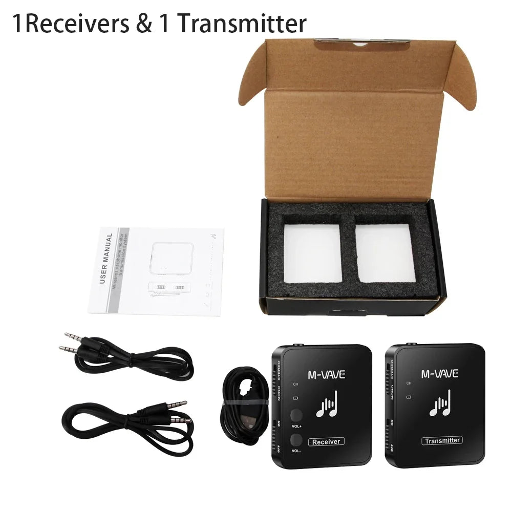 Sistema de Transmissão sem Fio 2.4G para Monitor de Fone de Ouvido Estéreo/Mono M-VAVE M8 WP-10 - Transmissor e Receptor para instrumentos musicais - Periféricos Acessórios