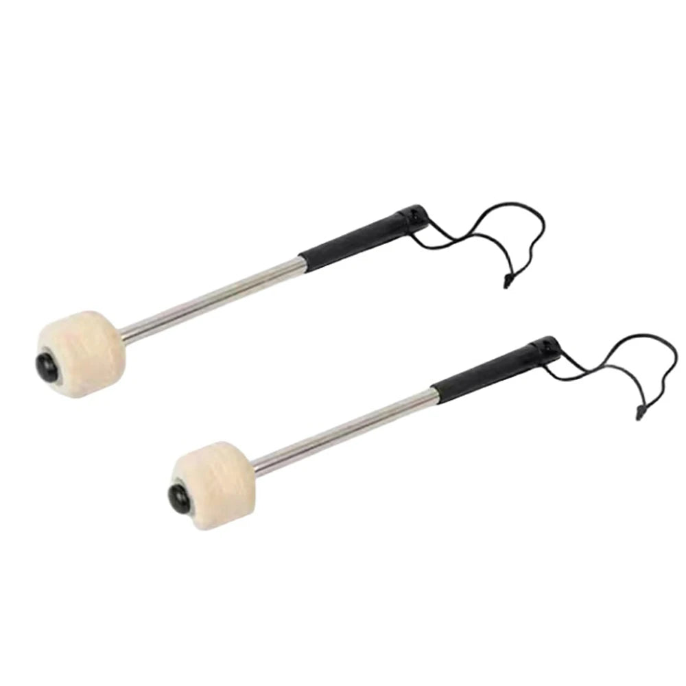 Par de Baquetas de Feltro de Lã para Bateria com Cabo de Aço Inoxidável - Acessórios Percussão