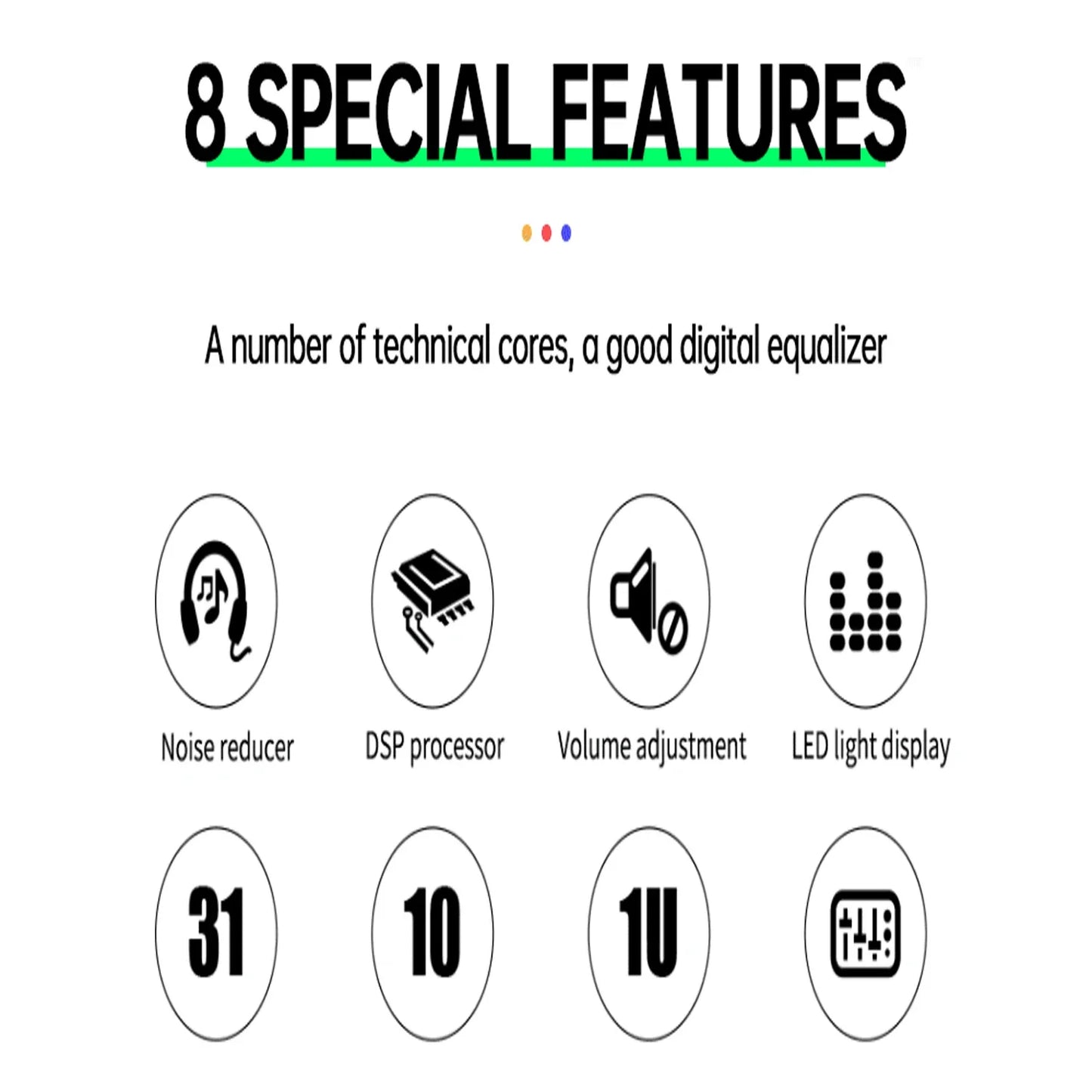 Equalizador Digital EQ31S de 31 Bandas - Conferências, Performances, Bar e Escola, Tuner de Graves, Redução de Ruído - Periféricos