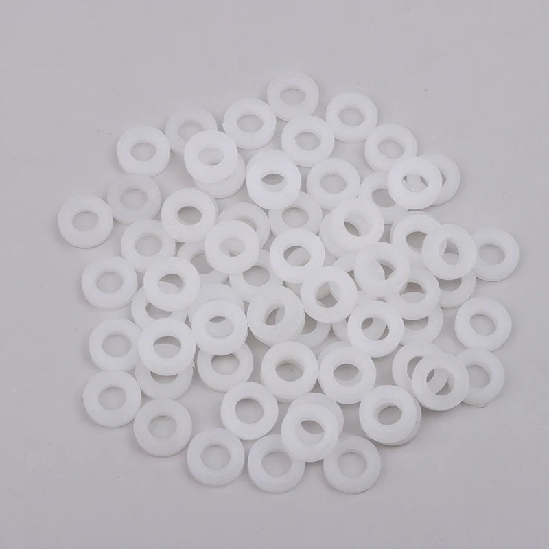 100 Unidades de Arruelas de Nylon para Parafuso de Bateria - Arruelas Planas de Nylon para Lugs de Bateria - Acessórios Percussão