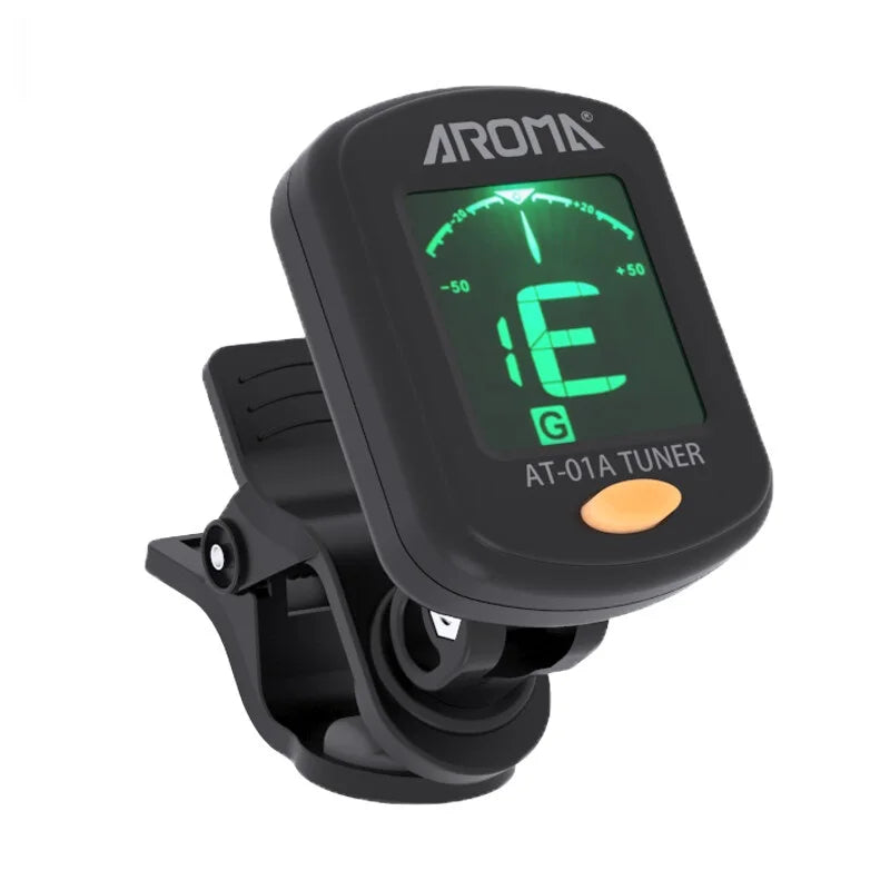 Afinador Eletrônico Clip-On Cromático com Rotação de 360 Graus e 5 Modos de Afinação - Afinador Acouway para Guitarra, Ukulele, Violino e Baixo - Acessórios cordas