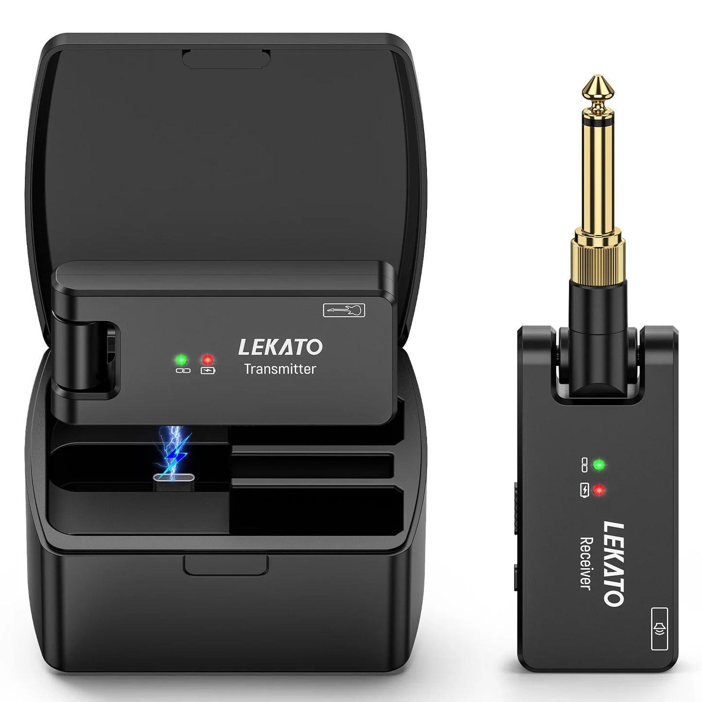 Sistema Sem Fio LEKATO (WS-100) Transmissor e Receptor 2.4GHz - Recarregável Áudio Sem Fio - Acessórios cordas