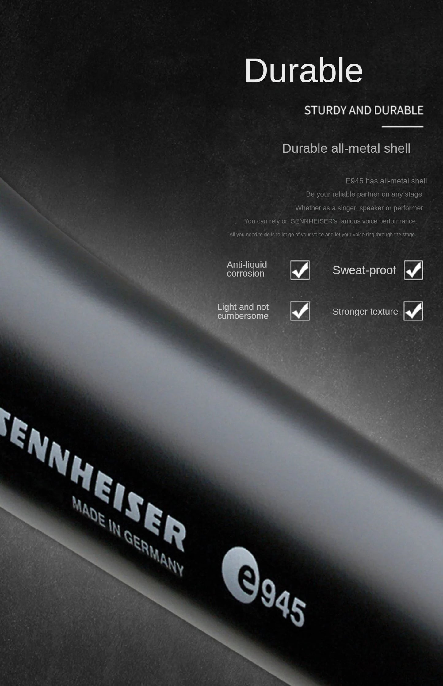Microfone Profissional Sennheiser e945 - Dinâmico Supercardioide - Microfones
