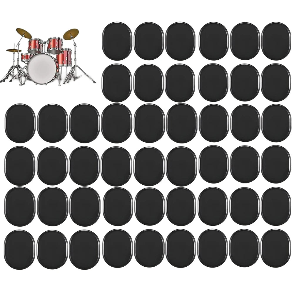48 Peças de Amortecedores para Bateria - Pads de Mudo de Silicone Macio, Silenciador para Controle de Tom - Acessórios Percussão
