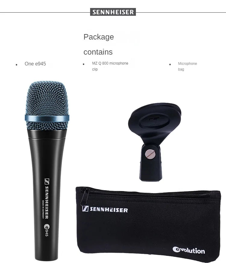 Microfone Profissional Sennheiser e945 - Dinâmico Supercardioide - Microfones