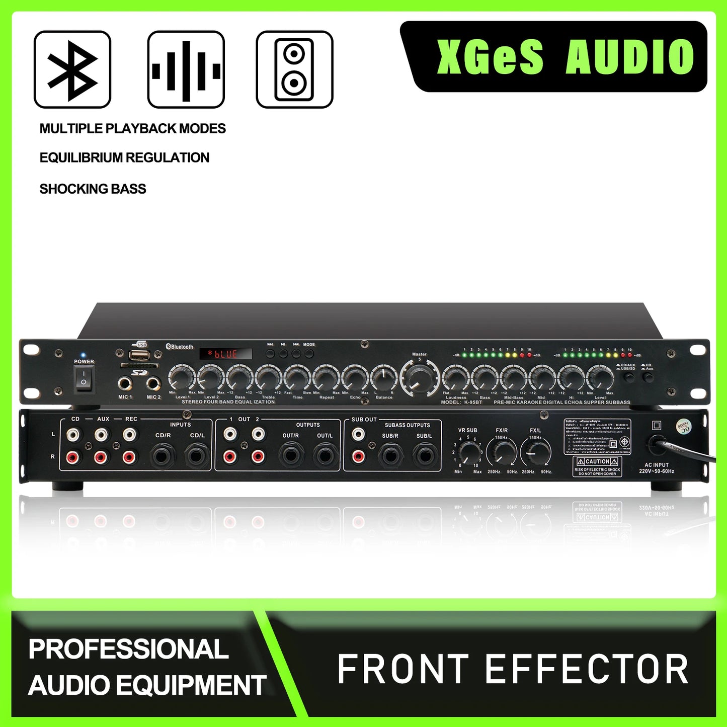 Processador Digital Multi-Efeito Profissional XGES-160 - Reverberação com 99 Efeitos, Processador de Áudio DSP, Multi-Efeito e Equalizador - Periféricos