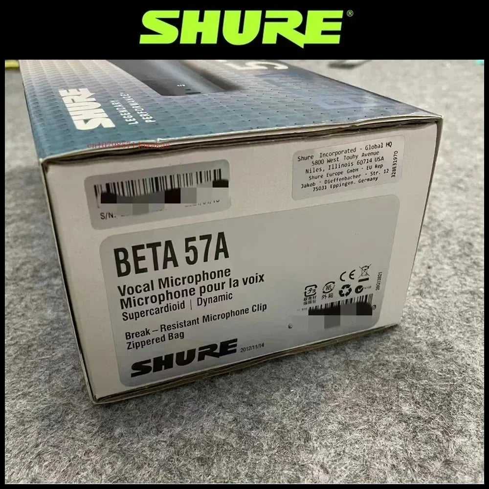 Microfone com Fio SHURE BETA 57A Dinâmico Cardióide - Estúdio, Gravação em Casa, Karaoke, Música e Performance ao Vivo - Microfones