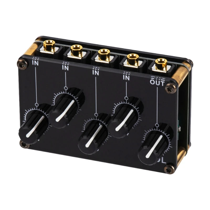 Mixer 4 Canais de Áudio Analógico Passivo Portátil - Console de Mixagem de Som Estéreo de Alta Qualidade - Mixers