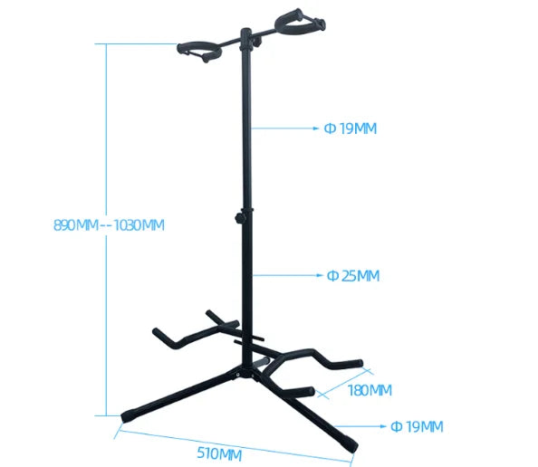 Suporte Vertical para múltiplos Instrumentos - Ajustável em Altura, Suporte Múltiplo Feito de Tubo de Aço de 19mm/25mm - Acessórios cordas