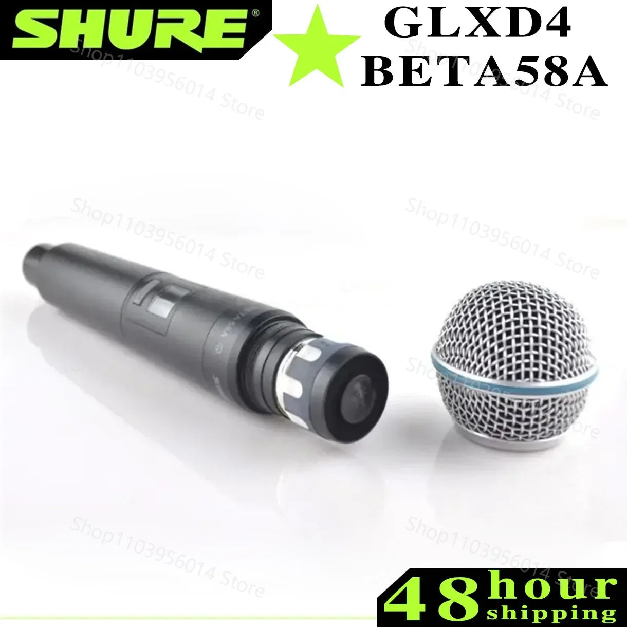 Kit de Microfone Sem Fio Shure GLXD 4 com 2 Microfones Manuais Shure BETA 58A - Dinâmico Profissional para Festa, Palco e Karaoke (640-690MHz) - Microfones