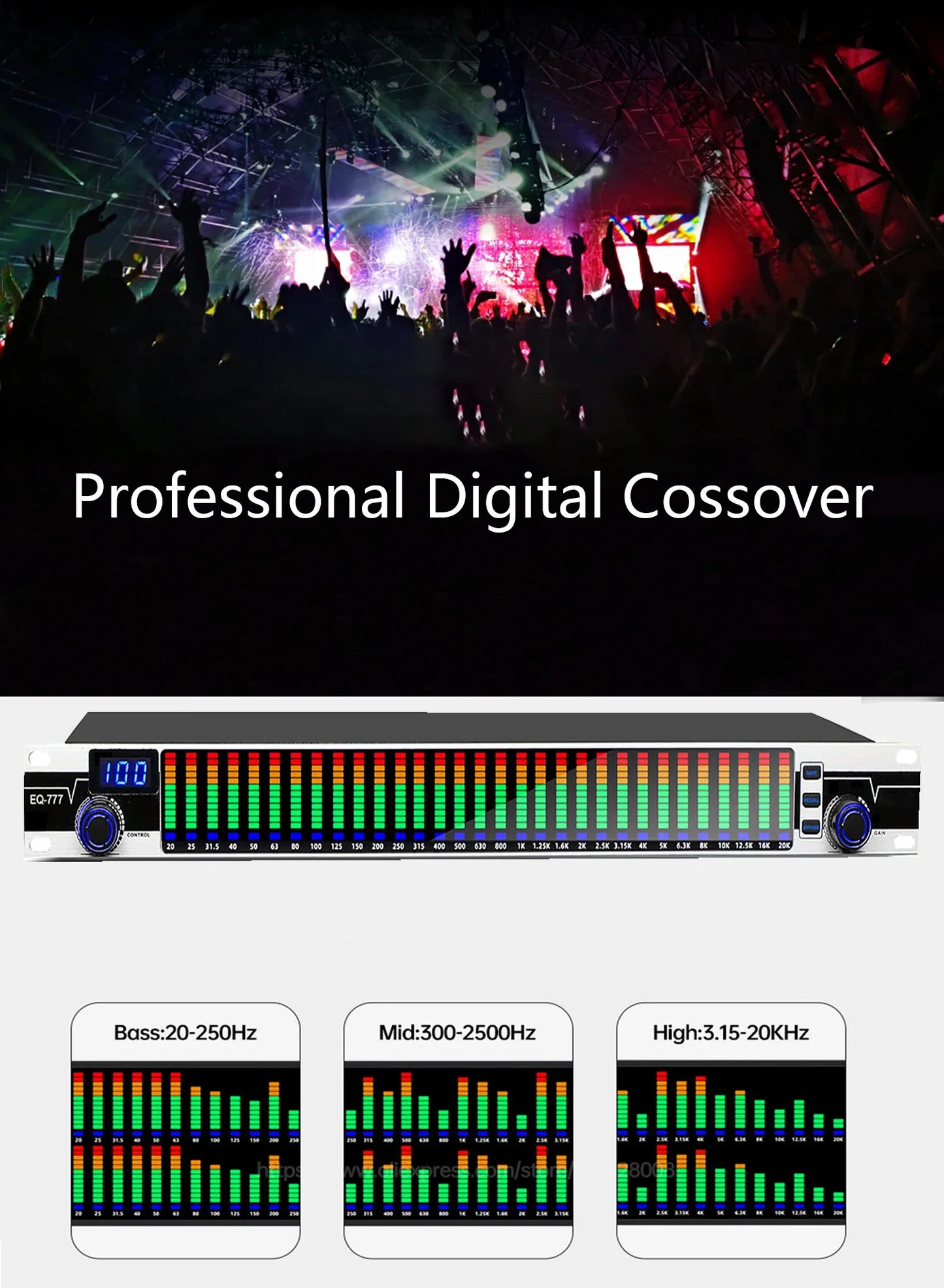 Equalizador Digital EQ31S de 31 Bandas - Conferências, Performances, Bar e Escola, Tuner de Graves, Redução de Ruído - Periféricos