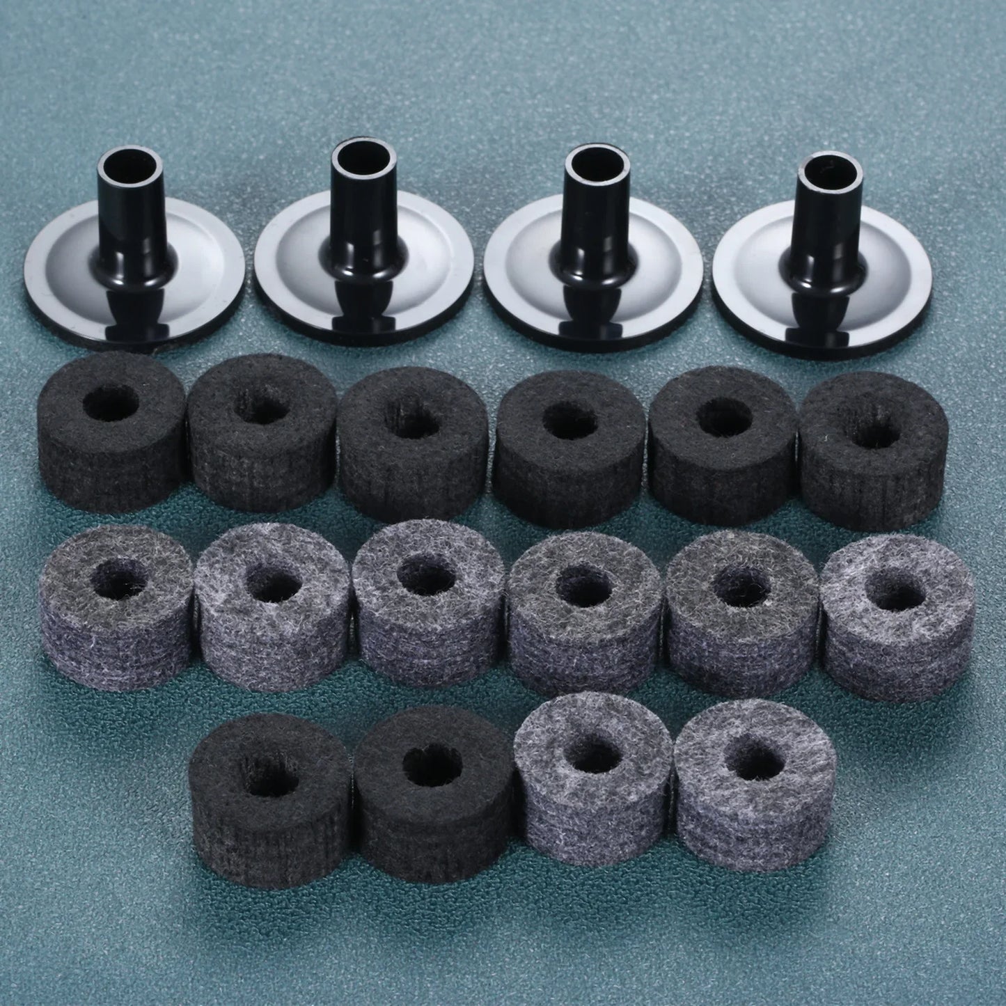 Conjunto com 10 Arruelas de Feltro de 25mm para Suporte de Prato com Tubos para Prato de Bateria - Acessórios Percussão