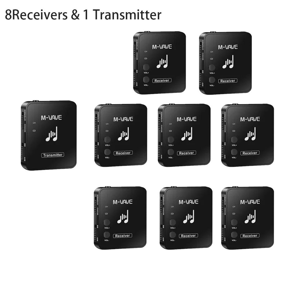 Sistema de Transmissão sem Fio 2.4G para Monitor de Fone de Ouvido Estéreo/Mono M-VAVE M8 WP-10 - Transmissor e Receptor para instrumentos musicais - Periféricos Acessórios